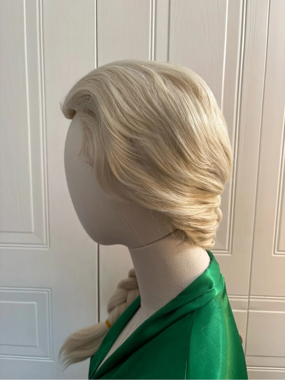Women Blonde Braided Ponytail Wig Ice Princess Frozen Cosplay Costume Halloween
